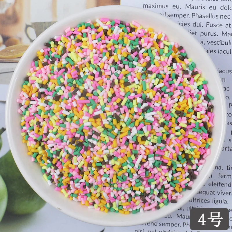 100g/lot Polymer Clay Fake Candy Sugar Sprinkles for Crafts DIY Decoration Fake Cake Dessert Simulation Food Dollhouse Miniature