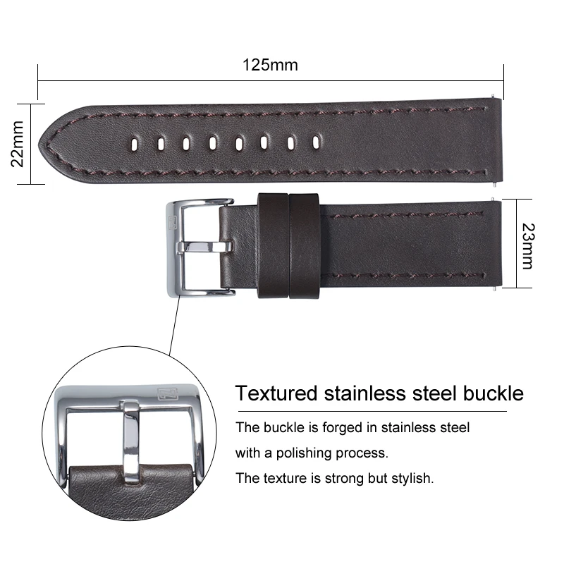 NAVIFORCE Genuine Leather Strap Watch Band 23mm Black Brown Waterproof Watchbands With Buckle Replacement Belt Watch Accessories