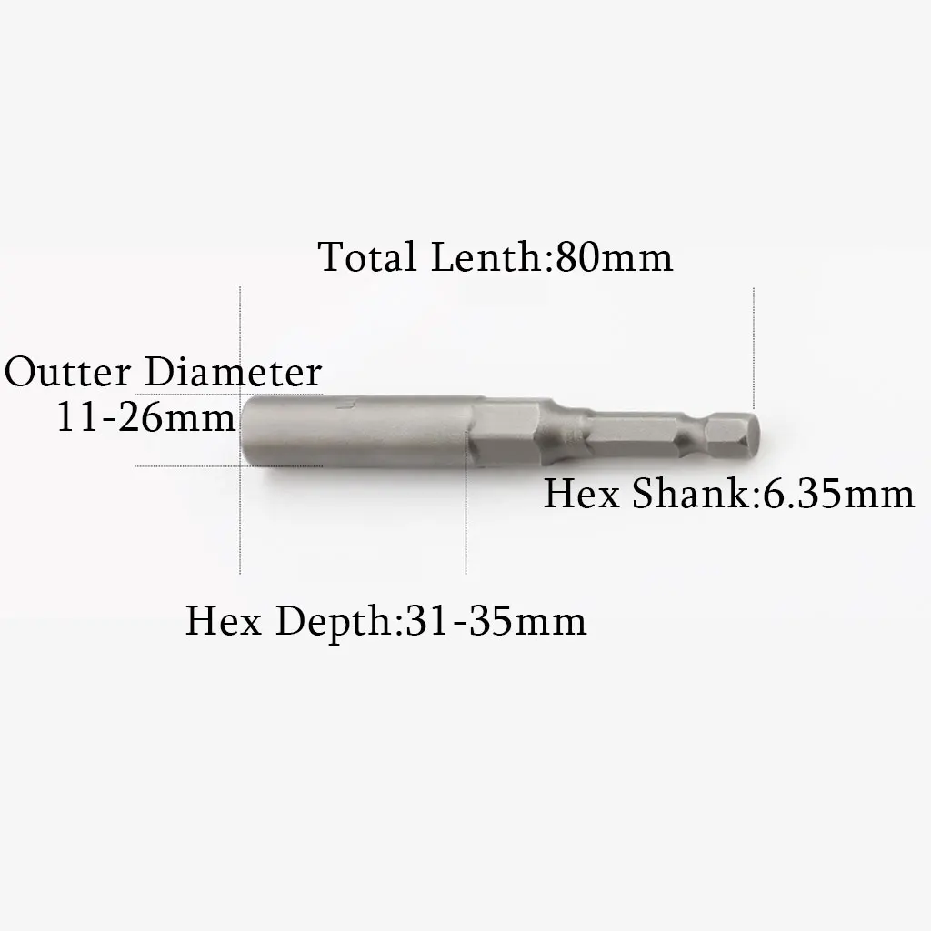 1/4 Polegada 6-19mm comprimento 80mm hex shank power nut driver broca magnética chave de soquete conjunto adaptar ferramentas