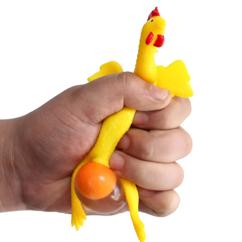 1pcs Funny Gadgets Novelty Antistress Squeeze Chicken Laying Egg Chicken Toys Keyring Surprise Squishy Kids Toys for Halloween