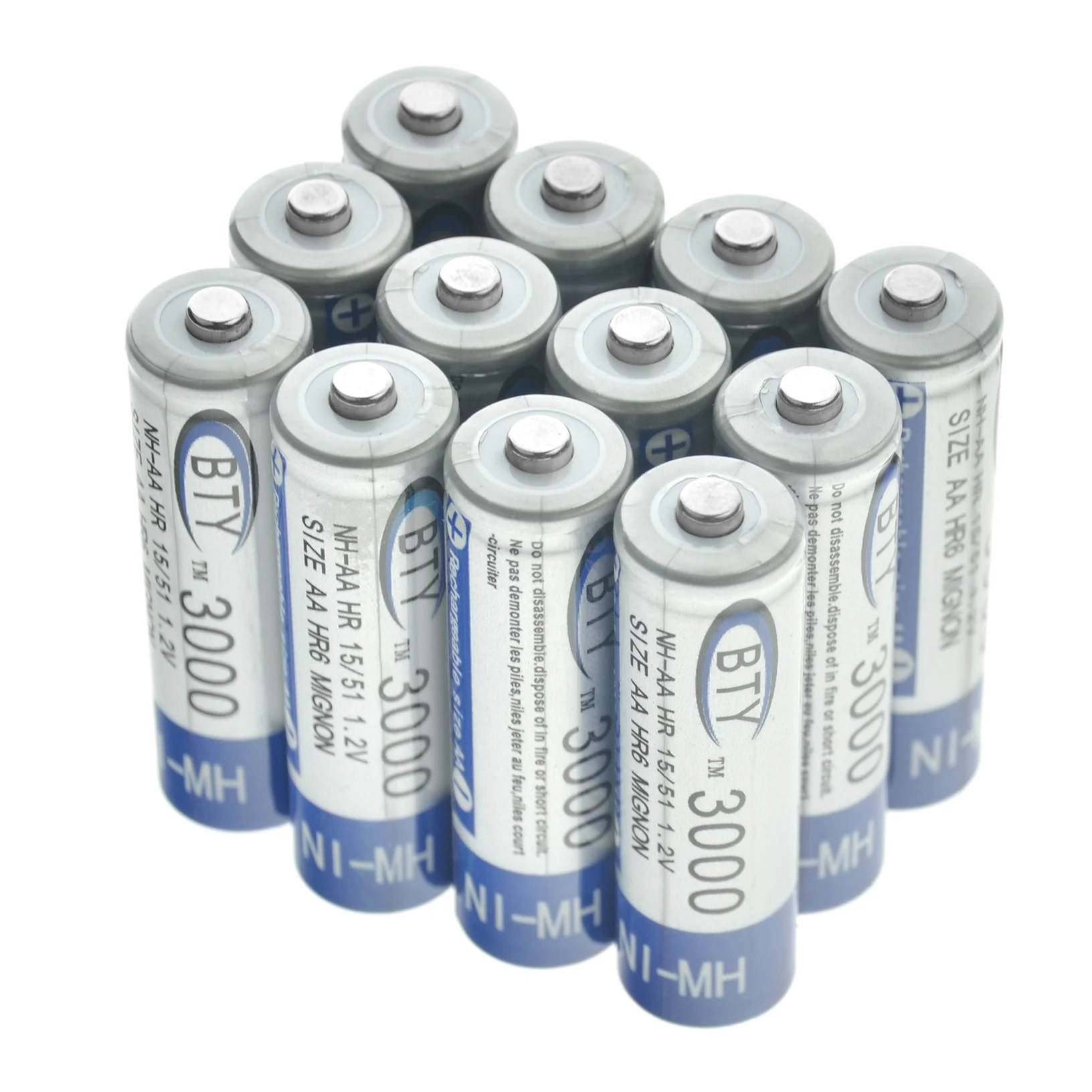 12x AA 2A 3000mAh 1.2 V Ni-MH BTY Rechargeable Battery Cell+ AA Battery Charger