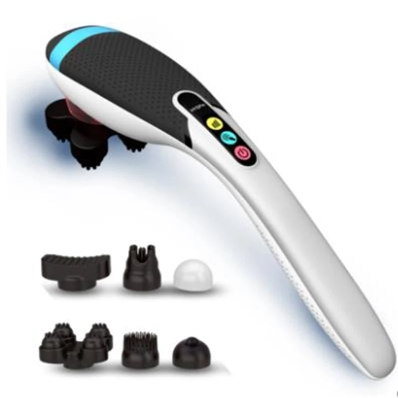 

Handheld Electric Heat Deep Kneading Tissue Massager Cordless and Rechargeable Stick - 6 Interchangeable Heads 5 Speeds 6 Mode