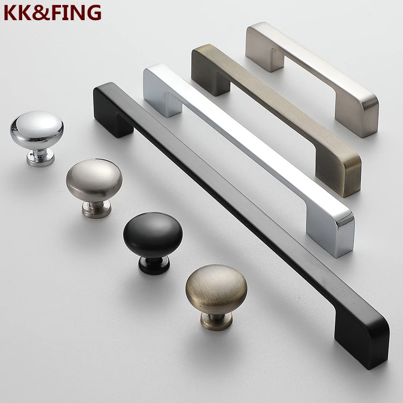 KK&FING Zinc Aolly Chrome Cabinet Handles Drawer Knobs Wardrobe Cupboard Pulls Furniture Hardware Door Knobs