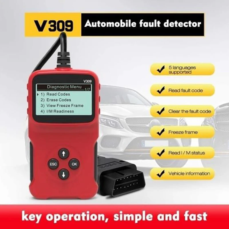 V309 Eobd Scanner Code Reader Data Tester Automatic Scanning Diagnostic Tool For Citroen Peugeot Renault Automotive Diagnostic T