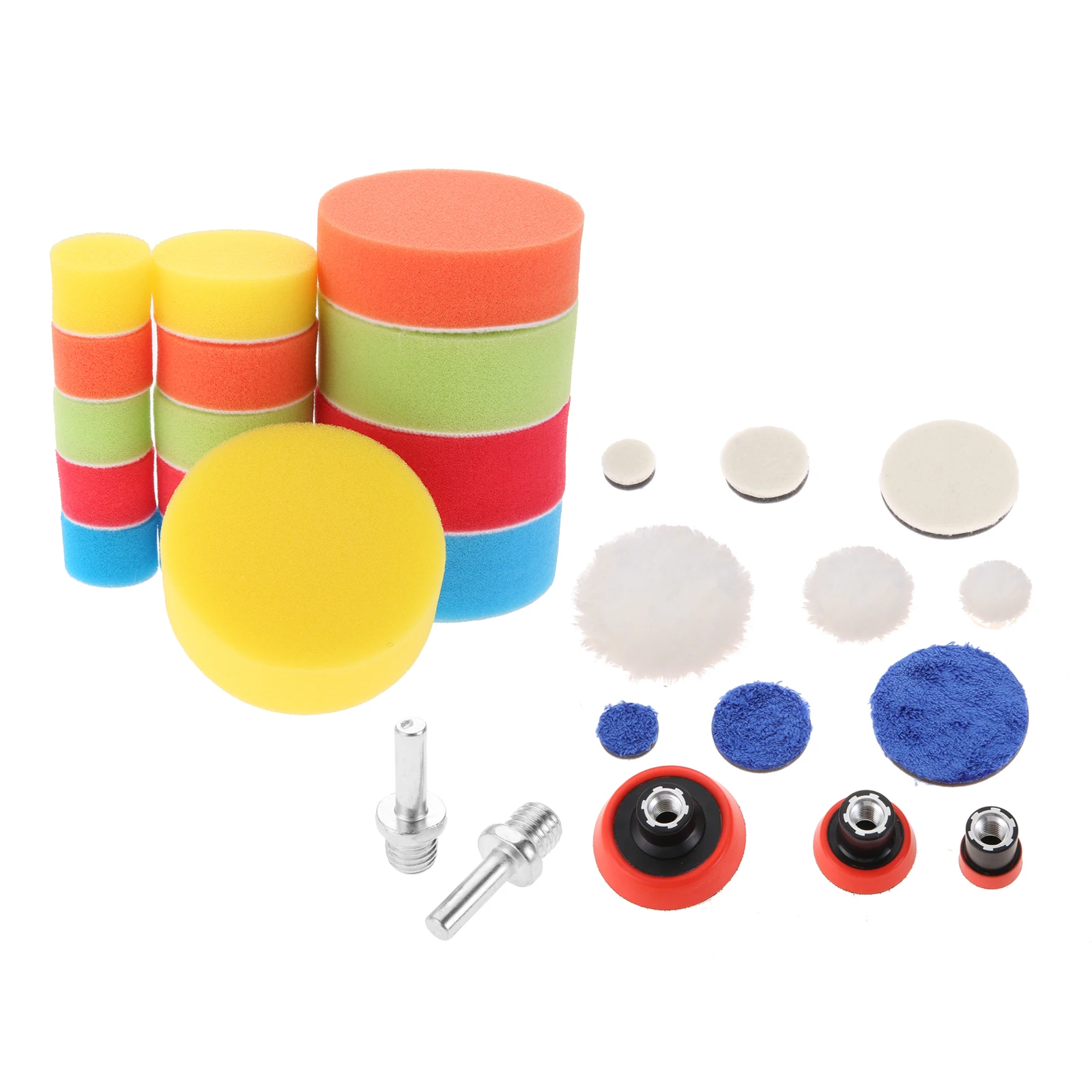 DRELD 29 Pcs Sponge Wool Polishing Buffing Pad Car Polishing Pad Kit for Auto Drill Polishing Set with M14 Drill Adapters Waxing