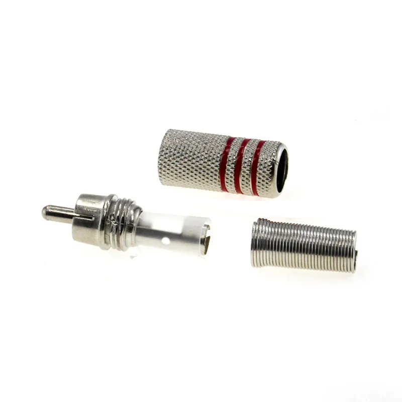 6/10 Stuks Rca Rood En Zwart Hybrid Av Stekker Connector Metalen Nikkel Shell Stereo Video Audio Plug Channel Connector
