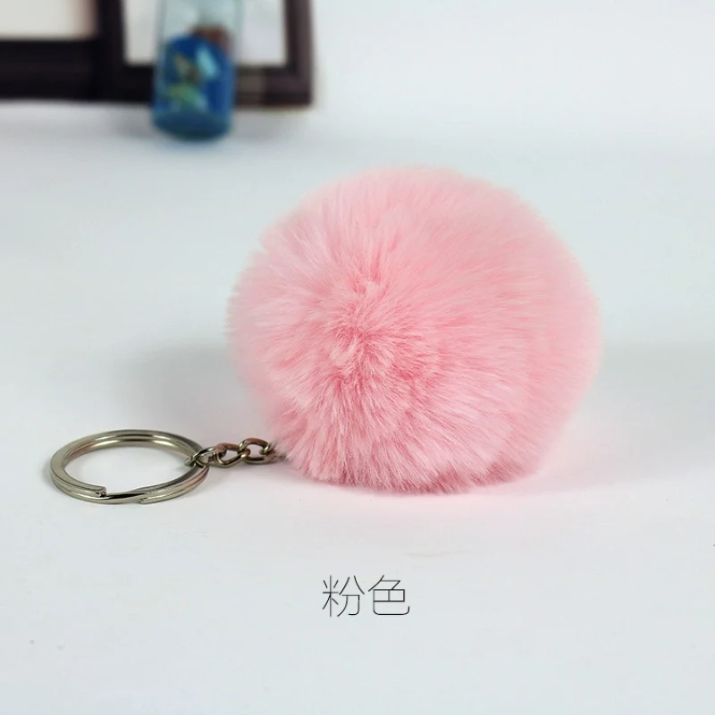Cute Girls 6CM Fluffy Rabbit Fur Ball Keychain For Women Pompom Fur Ball Key Chains On Bag Car Trinket Wedding Party Gift