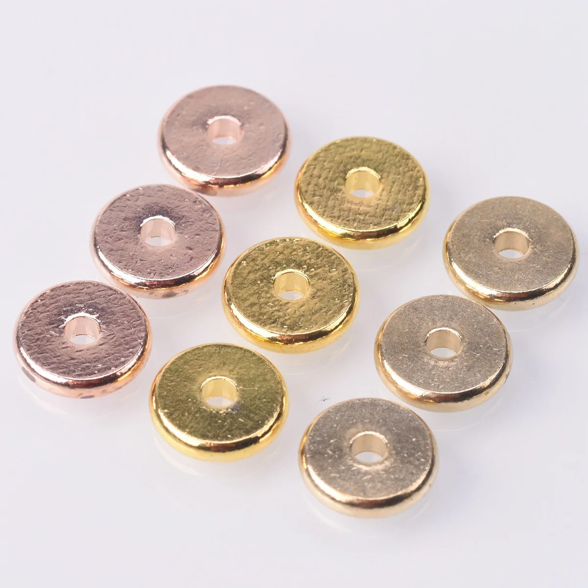 Solid Brass Metal Plated Gold Color Rose Gold Color Flat Round 4mm 6mm 8mm 10mm 12mm 14mm Loose Spacer Beads For Jewelry Making