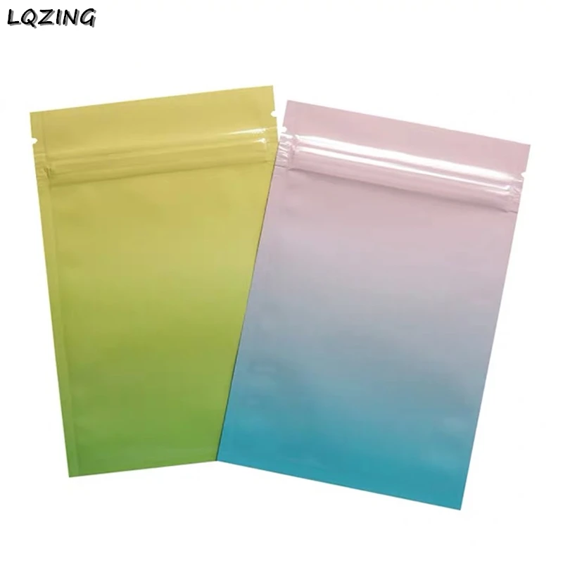 40pcs Mini Ziplock Bags with Zipper, Aluminum Recyclable Bags, Pink Zip Lock, Jewelry Storage Bag, 7*10cm Colors