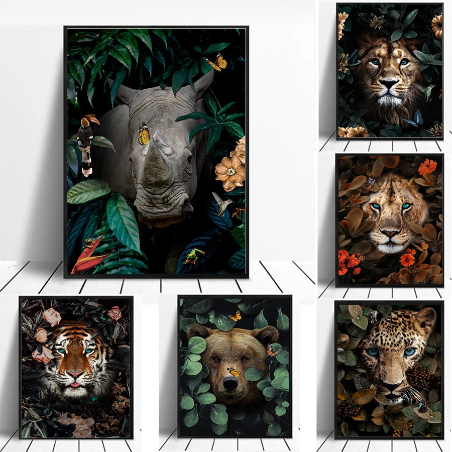 DIY 5D Diamond Painting Flower Animal Rhino Lion Tiger Leopard Bear Diamond Embroidery Animal Painting Hobby Craft Home Decor