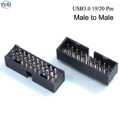 YuXi 2pcs USB 3.0 20pin / 19 pin Male to Male Extension Adapter 180 Degree for Motherboard Mainboard