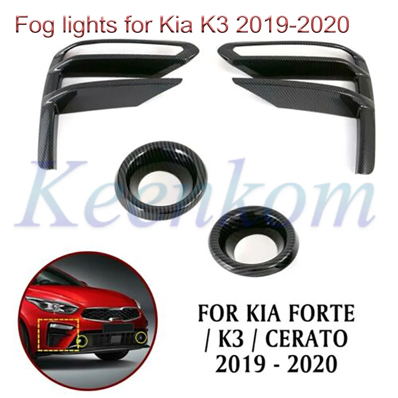 

Для Kia Forte Cerato K3 2019 2020 передние противотуманные фары, накладка на лампу, комплект наружных украшений автомобиля, аксессуары из углеродного волокна, ABS