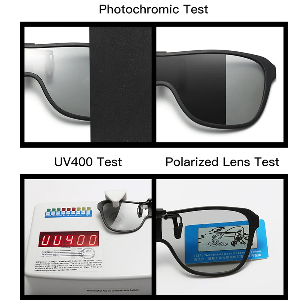 2026 Trending Clip On Sunglasses Large Frame Men Polarized Flip Up Sun Glasses Driving Adapt  Mirror Blue Red Polarising Lens 썸네일 4