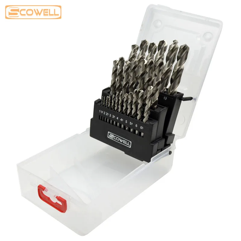 SCOWELL 25 PCS HSS Split Tip Twist Drill Bit for Metal High Speed Steel Drilling Bits Set 1mm-13mm DIY Power Tools Accessories