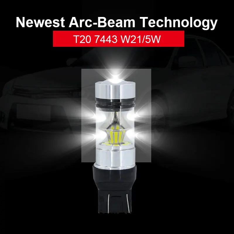 2X Red High Power 100W 3030 20SMD LED 7443 T20 7444NA LED Bulbs For Turn Signal Lights, Tail Lights, Brake Lights, Brilliant Red