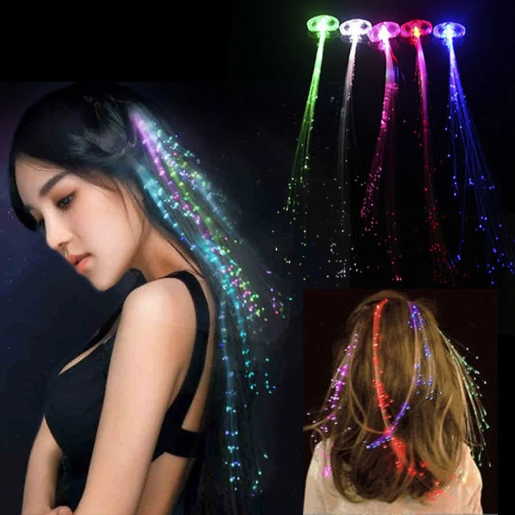 Women Headband LED Light Up Braid Luminous Fiber Optic Hairpin Decor for Halloween Party Bar head rope Hair Accessories