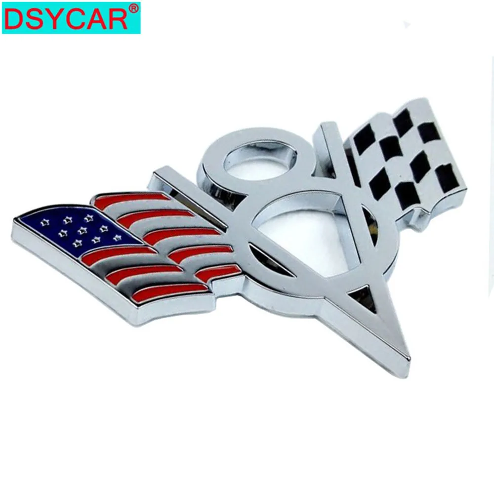 Dsycar 3D Metal V8 US Flag Moto Car Sticker Logo Emblem Badge Car Styling for Fiat Bmw Ford Lada Audi Opel Skoda Toyota Lifan VW