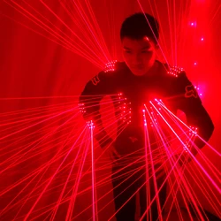 Red Laser Suit Armor LED Jacket Dance Wearing Cosplay Laser Gloves Tron Costumes LED Light Dance Robot Performance Show Dress