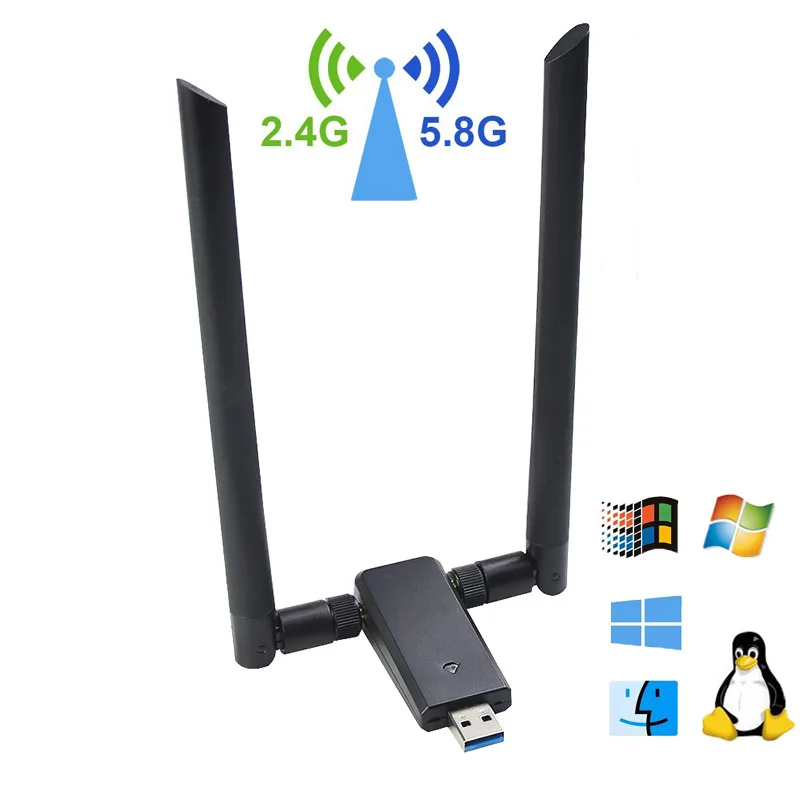 Oem新製品の無線lan直接ナノusbアダプタ2.4gghz/5 2.4ghz ac 1200 150mbpsのusb 3.0インタフェース無線lanドングル