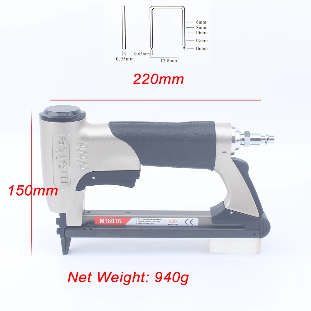 Meite MT8016 21ga. Couronne pneumatique 12.8mm, fil fin, ler électronique, faible bruit, pression d\'air de travail, 5-6 conférences f/cm2