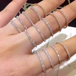 Eternity Pave Diamond cz Ring Real 925 sterling silver Jewelry Engagement Wedding band Rings for Women Bridal Charm Party Bijou