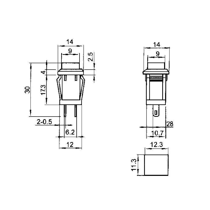 Interruptor de botón cuadrado momentáneo, 10 DS-429, 14mm, 1A/250VAC 3A 125V DS429B, reinicio rojo/sin bloqueo