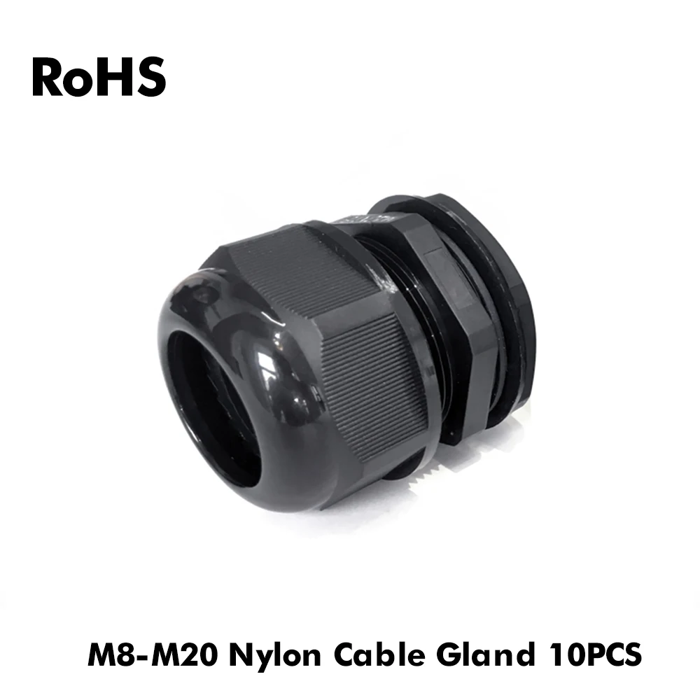 10pcs Each of M12 Thread Nylon Cable Gland Kit Wire Connector Waterproof Plastic Cable Gland Reducer