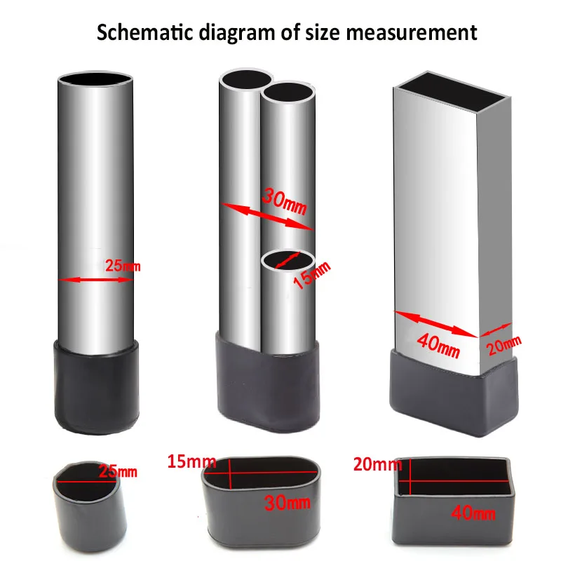 Furniture Protection Gasket Dust Seal Black Oval Oblong Rectangle Plastic Blanking End Cap Tube Pipe Inserts Plug Bung