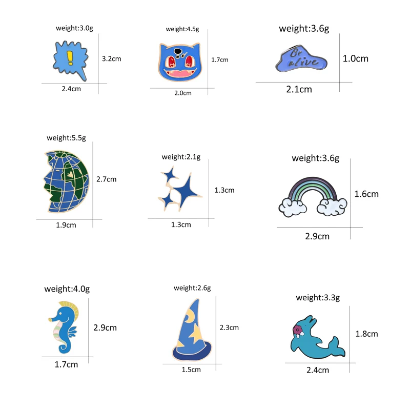 Fashion Cartoon Blue Brooches Seahorse Rainbow Stars Earth Animal Enamel Pins Badges Clothes Bag Lapel Pin Jelwery Gift For Kids