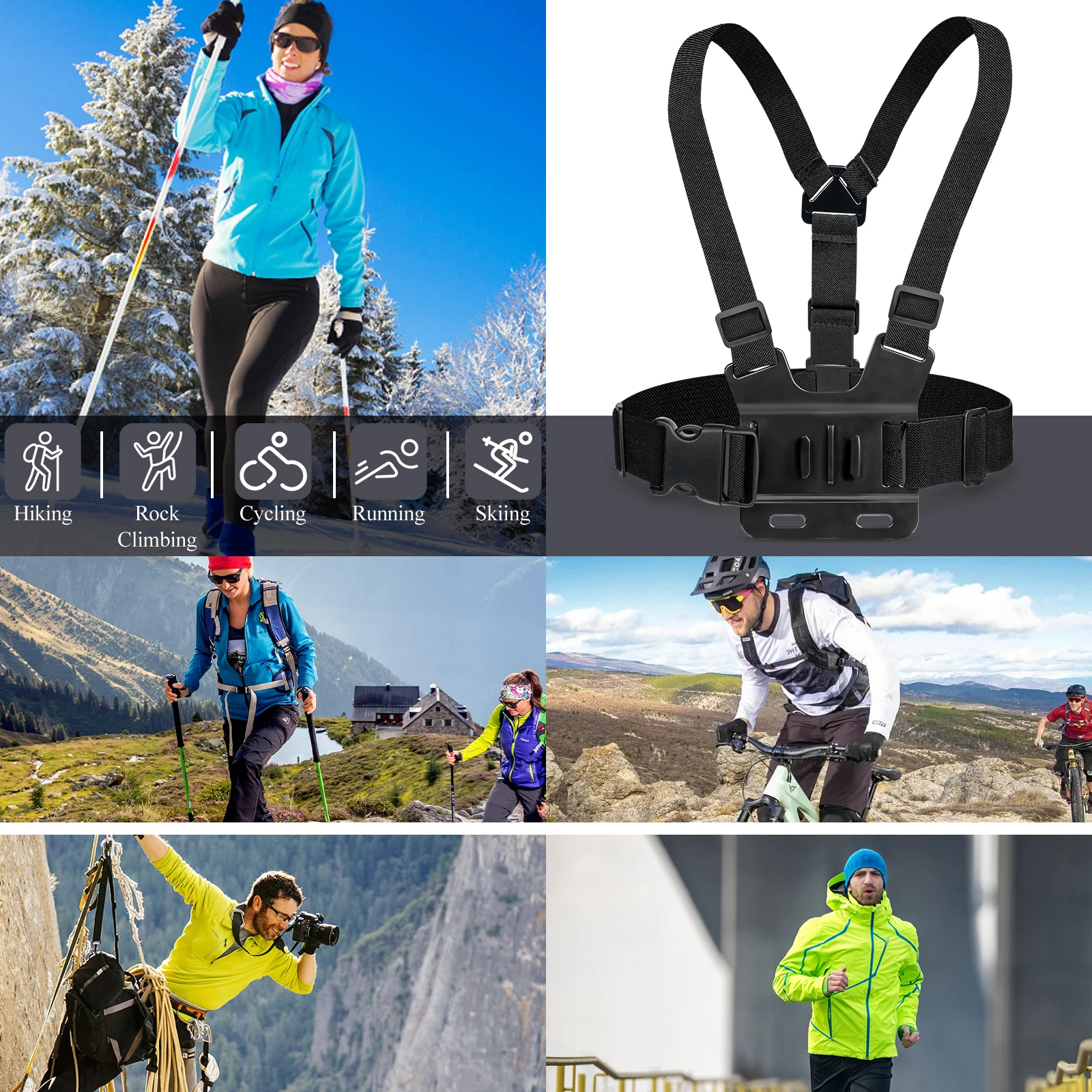 Telefone Chest Mount Harness Strap Holder Head Mount Correias para Xiaomi Huawei Samsung iPhone Plus Suporte Dropship Atacado