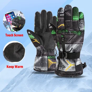 Wasserdicht Nicht-slip Thermische Schnee Skifahren Handschuhe 3 Finger Touchscreen Männer Frauen Winter Fleece Warme Snowboard Für Skifahren reiten