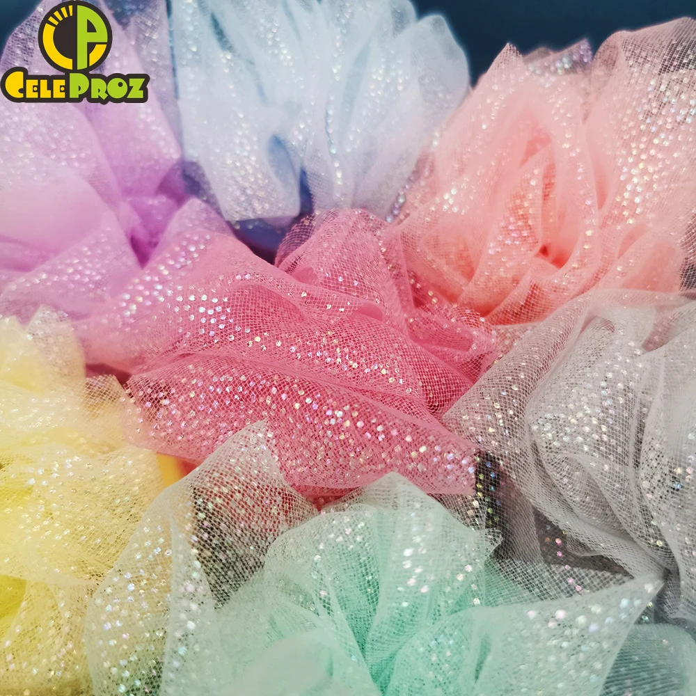 6cm 25 jardas hyun cor tule rolo arco-íris dot organza malha fita gaze tecido chá de fraldas hairbow diy headbands costura material