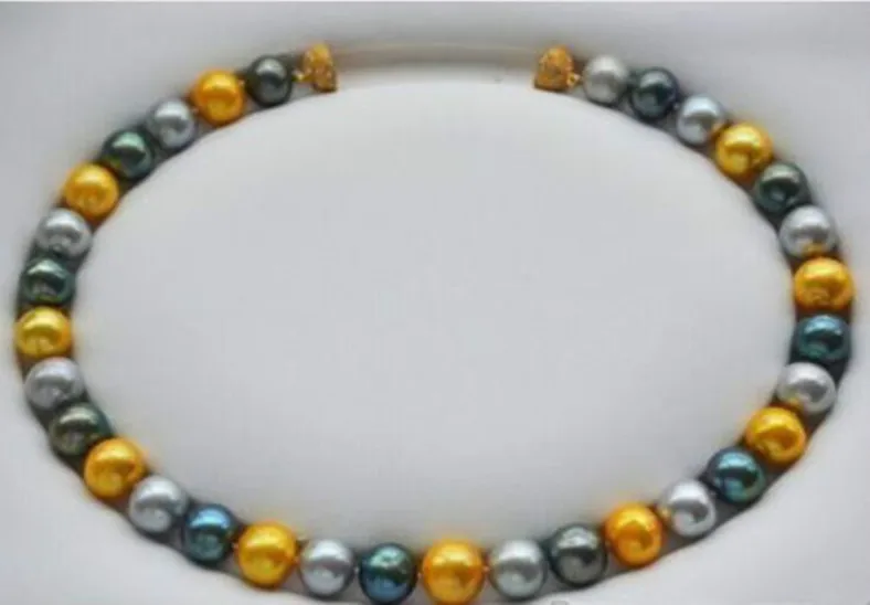 HABITOO Stunning 10-11mm Natural Black Gold Grey Round Multicolor Freshwater Pearl Choker Necklace for Women Fashion Jewelry