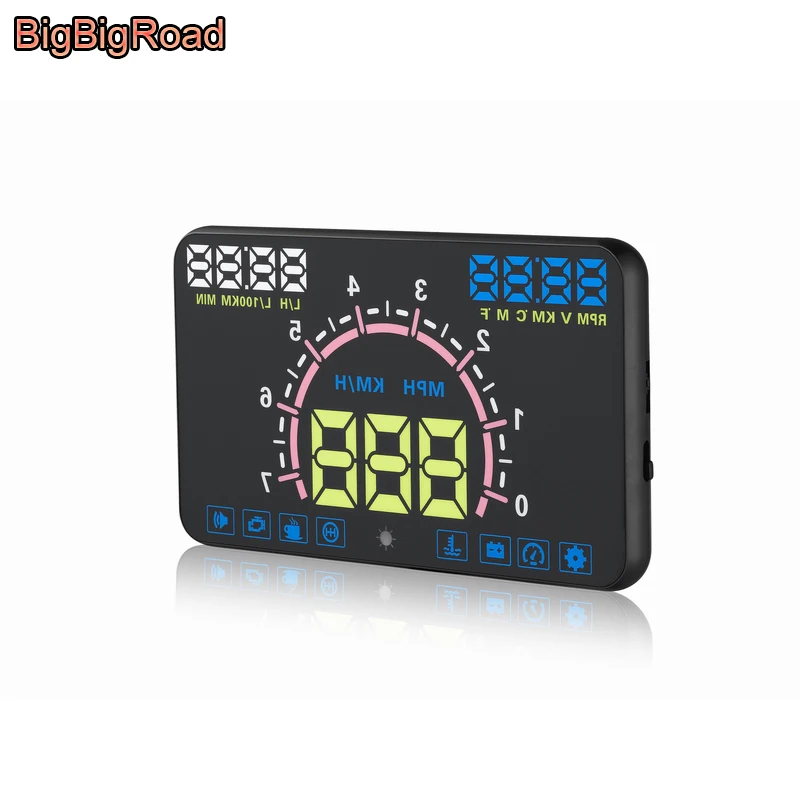 BigBigRoad For Ford B-Max E350 C-Max Fiesta Ranger Falcon Fusion Taurus Figo Car OBD2 HUD Head Up Display  Windscreen Projector