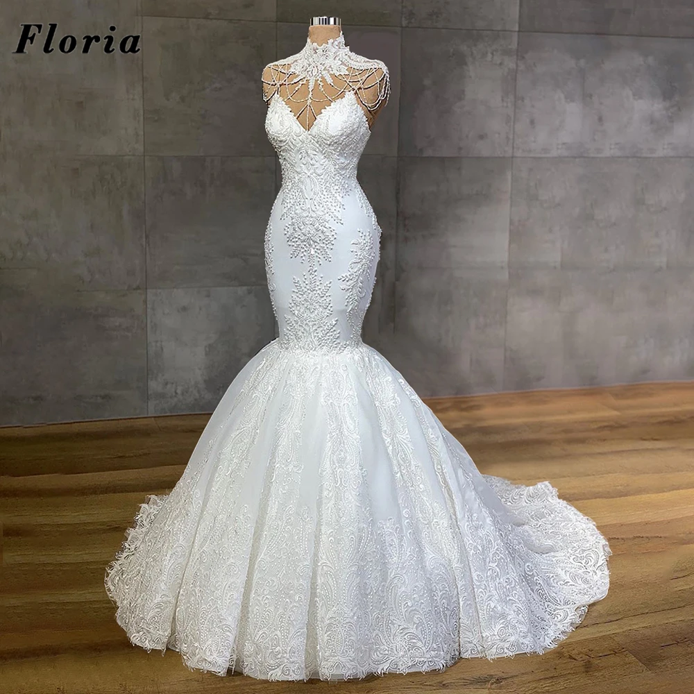 

Beading Lace Wedding Dresses Mermaid Appliques Vestido De Noiva Backless Bridal Gowns 2021 Robe De Mariee Wedding Bride Dress