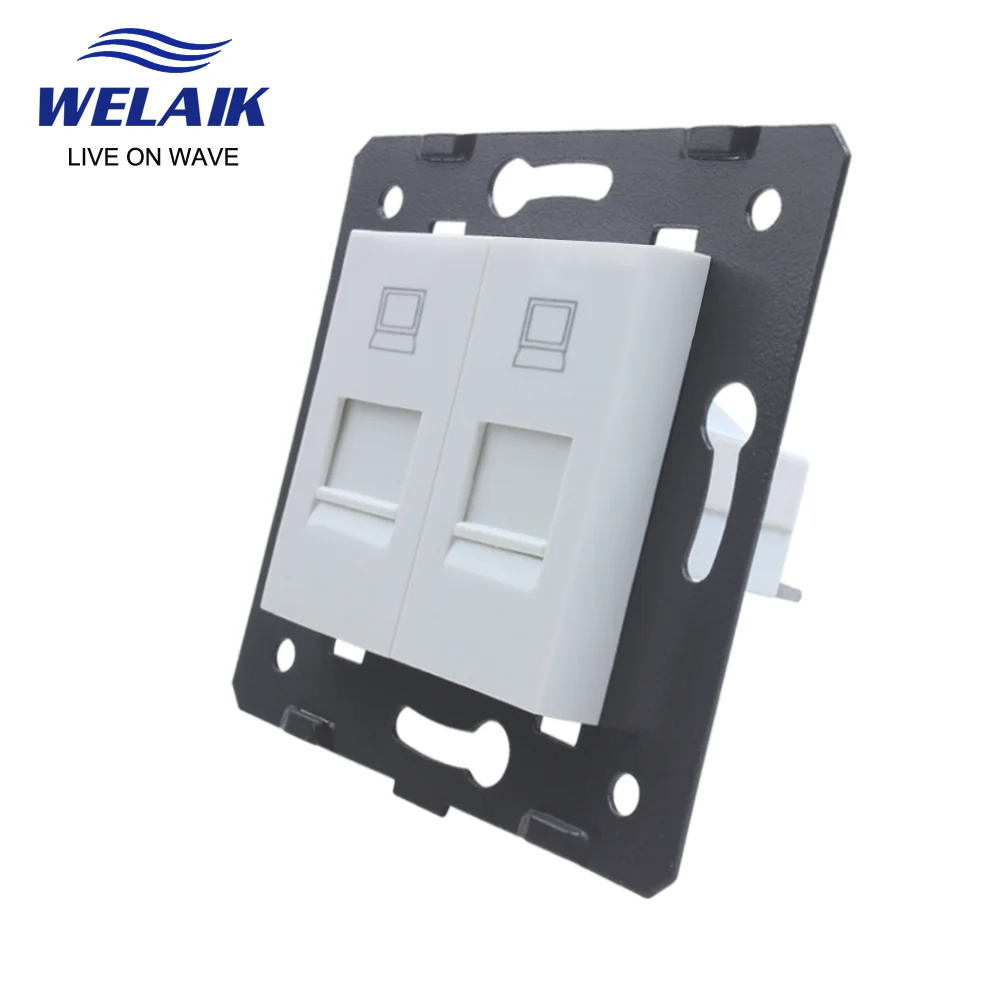 WELAIK EU Standard RJ45 CAT6 Internet 2 Computer DIY-Parts-Wall Socket  Without Glass-Panel  45*45mm  A82COW