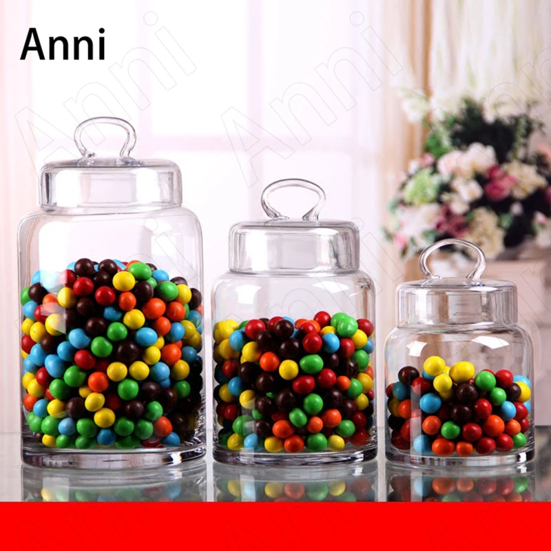 Creativity Tall Feet Crystal Glass Bottle European Modern Transparent Candy Snacks Storage Jar with Lid Home Wedding Decoration