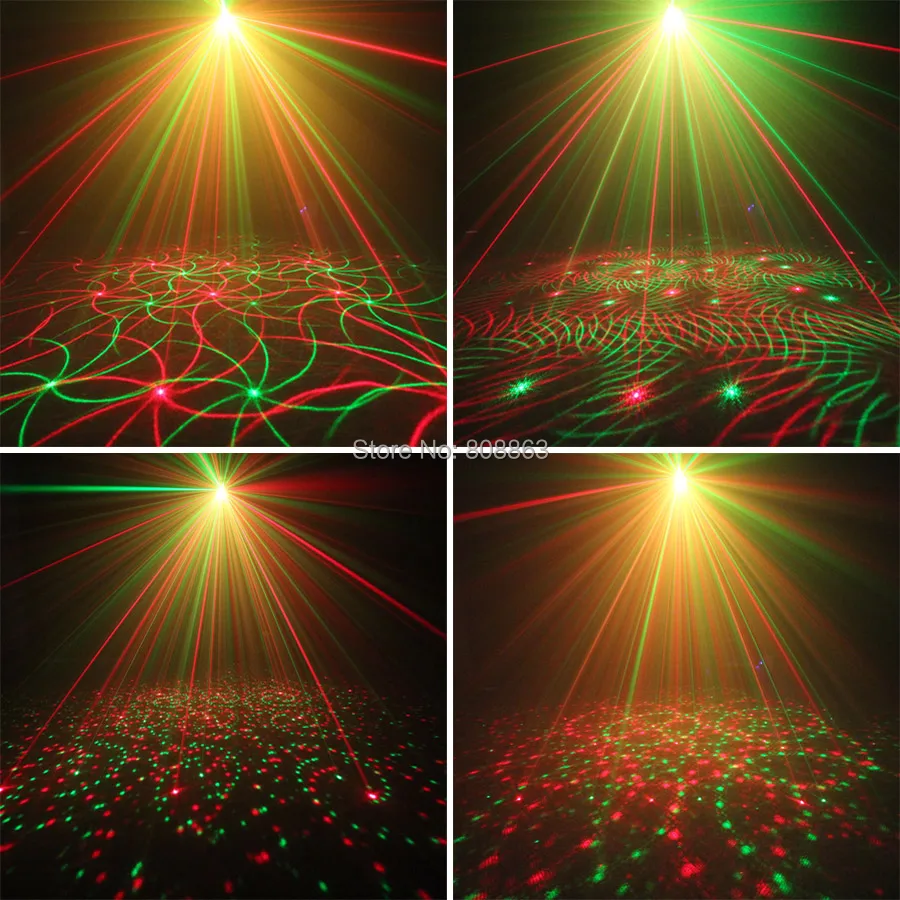 ESHINY Remote R&G Laser 4 Whirlwind Patterns Projector DJ Party Effect Dance Disco Bar Holiday Home Xmas Stage Light L27N7