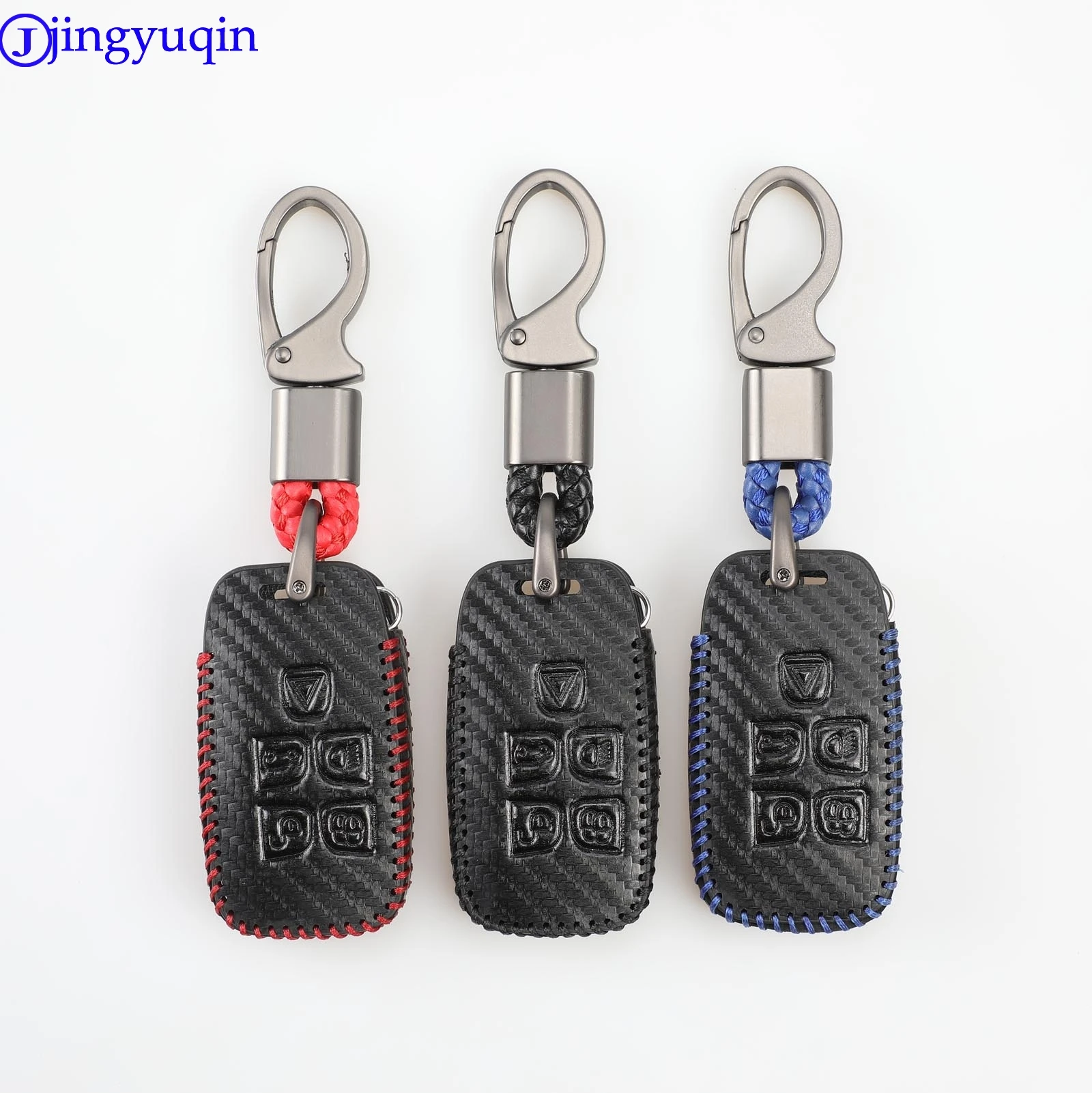 Jingyuqin Carbon Leder Auto Schlüssel etui für Land Rover A9 Range Rover Evoque Freelander 2 Jaguar XE XJ XJ XJL XF C-X16 V12 Gitarre Typ