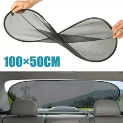 Car Sun Shade UV Folding Auto Rear Window Sunshade 100x50cm Universal Mesh Back Window Visor with Suction Cups