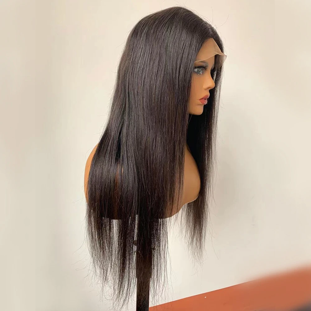 silk top 4x4 straight Human Hair Wigs With Baby Hair Brazilian Lace Front Wig For Women 150% 180% Density