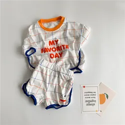 2024 New Summer Kids Clothes Girls Letter Print Casual Brother and Sister Set Children Cartoon Letter Set