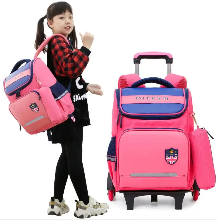 

School Rolling Bag school Trolley bag on wheels School wheeled backpack for girls student children kids Book Rucksacks on wheels