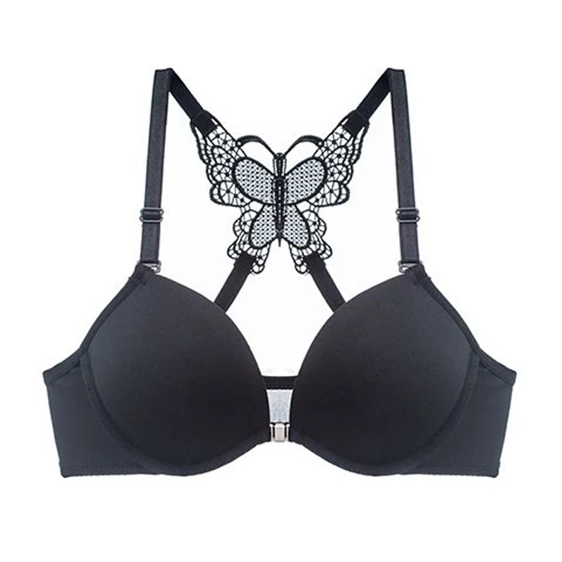 Front Closed Butterfly beauty back Push Up Brassiere Sexy Underwire Bra For Women Underwear Solid Color Female Lingerie