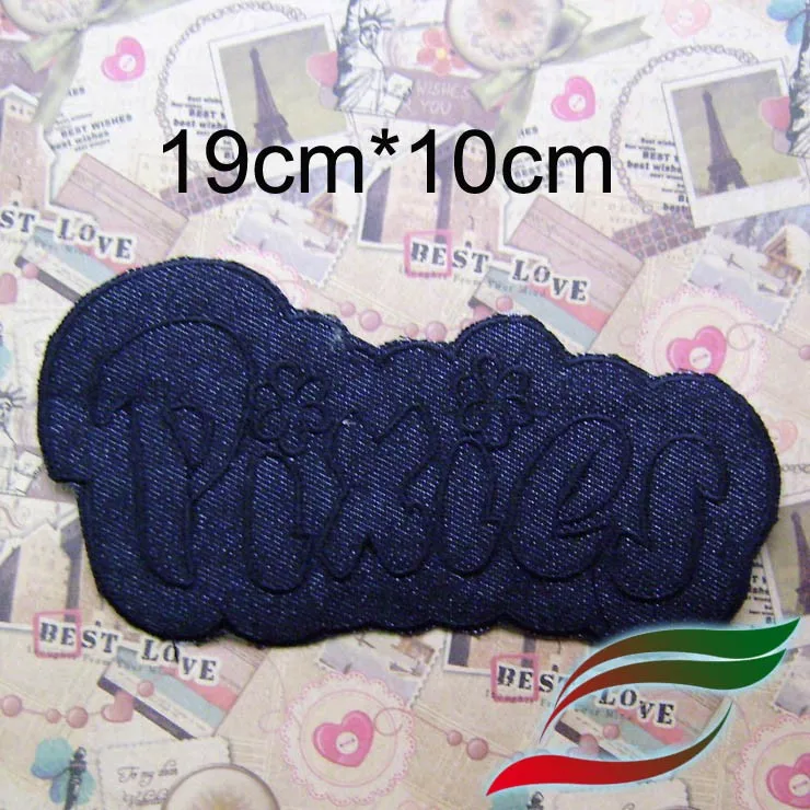 Sticker N302 Large Denim Embroidery Pixies Word Clothes Patch Sticker Elbow  r Knee