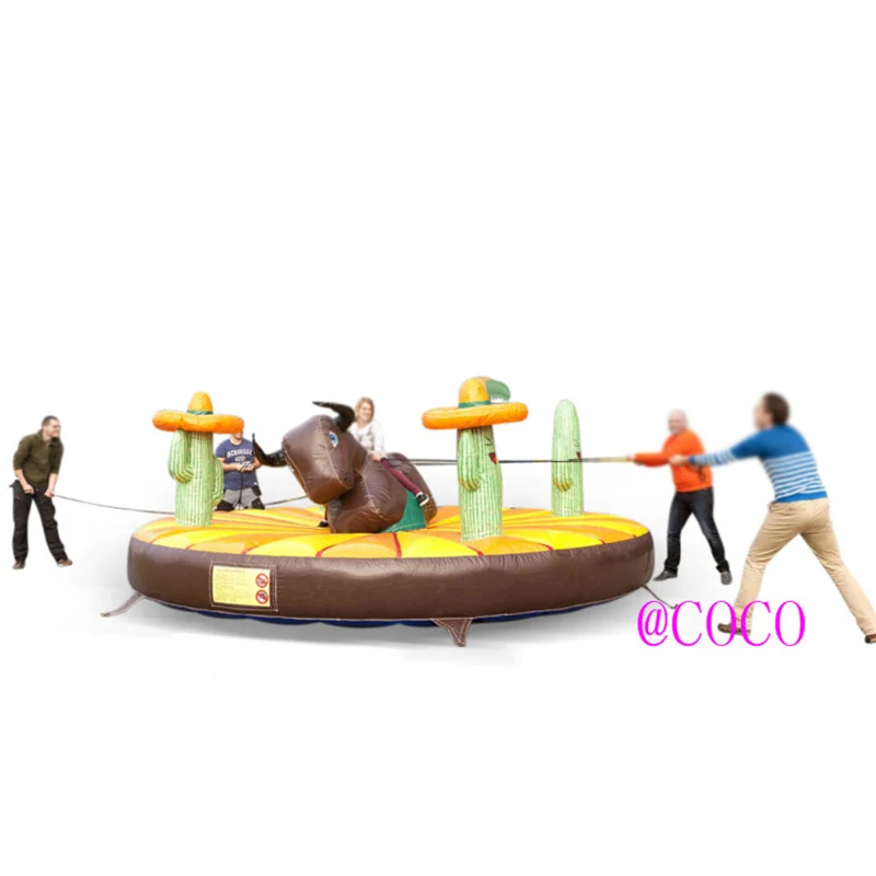 Barco aéreo rápido a puerta, juego de paseo de toro inflable humano, juego de rodeo de tracción inflable, juego de Carnaval de lucha de toro inflable