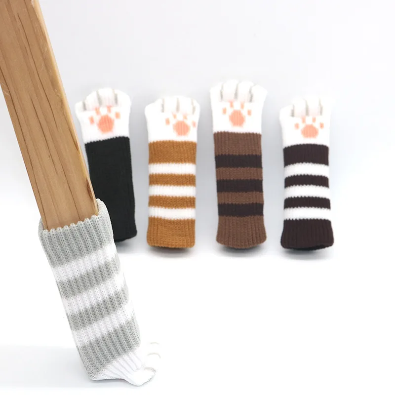 Lindo gato 16 piezas silla pierna mesa pie calcetines protector de suelo cubierta de nudo de flor decoración del hogar mesa cubierta de pie