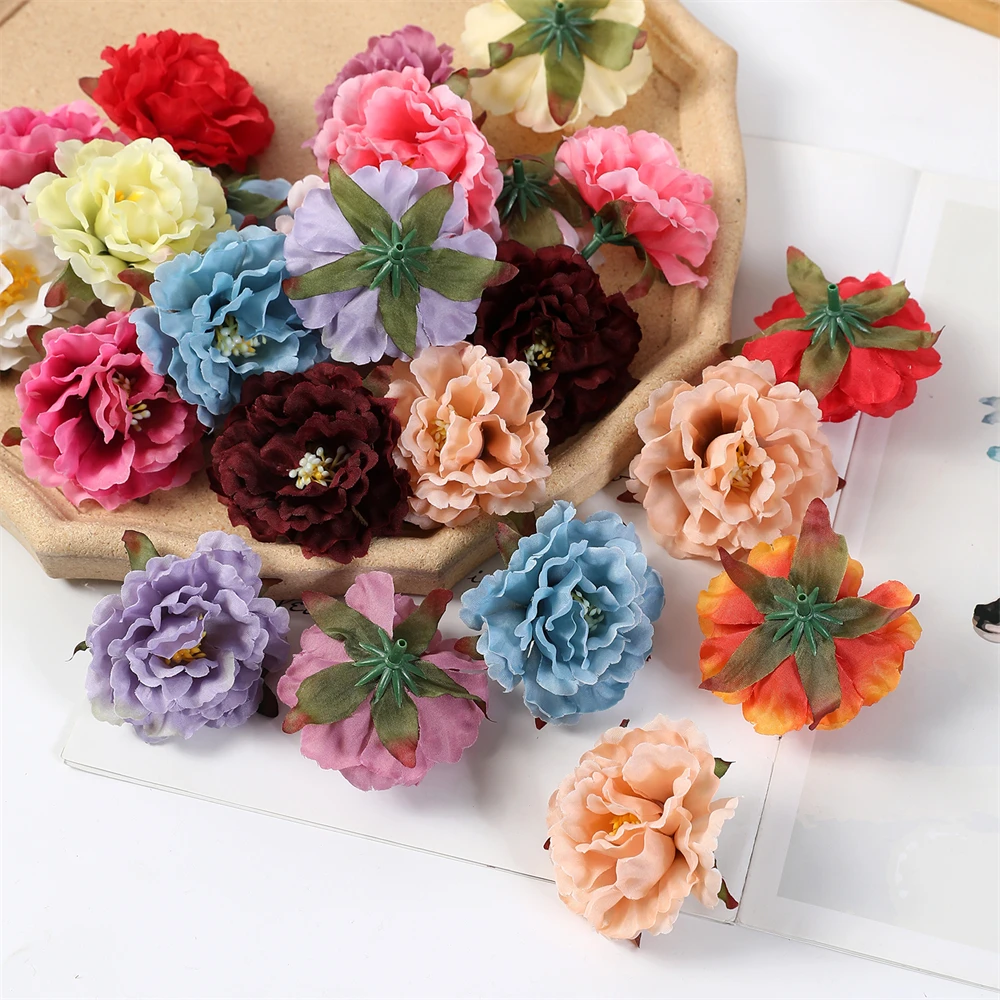 10/20Pcs Artificial Peony Flower Head Home Room Wedding Decor Fake Flower Wall Arrangement Accessories Diy Headdress Accessories