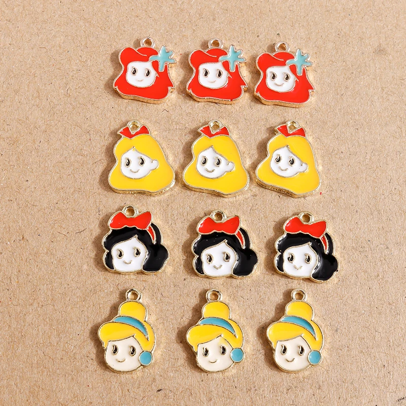 10 Stück süße Emaille-Prinzessin-Mädchen-Charms-Anhänger für Schmuckherstellung, Halskette, Ohrringe, Armband, DIY-Zubehör, Zubehör – Detail 2