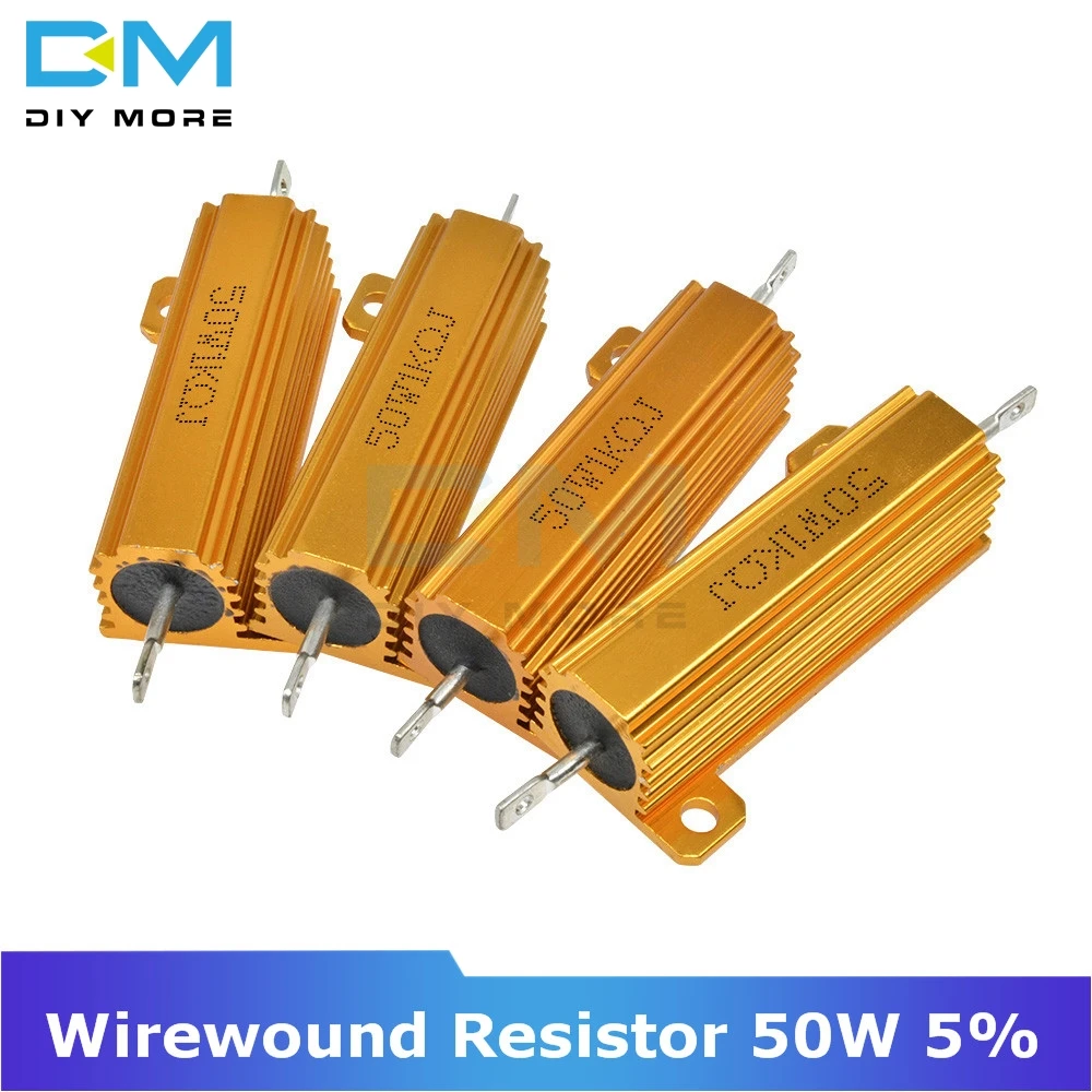 0.5R 1R 2R 4R 6R 8R 10R 20R 50W Aluminum Shell Housed Case Power Wirewound Resistor 1K 5% +5% -5% 0.5/1/2/4/6/8/10/20/50/100 Ohm